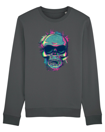 Neon Glitchy Bloom Skull | Vaporwave Trippy Techno Rave EDM Party  Anthracite