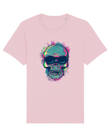 Neon Glitchy Bloom Skull | Vaporwave Trippy Techno Rave EDM Party  Cotton Pink