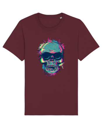 Neon Glitchy Bloom Skull | Vaporwave Trippy Techno Rave EDM Party  Burgundy