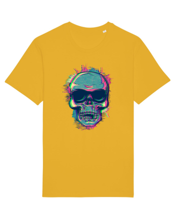 Neon Glitchy Bloom Skull | Vaporwave Trippy Techno Rave EDM Party  Spectra Yellow