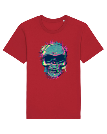 Neon Glitchy Bloom Skull | Vaporwave Trippy Techno Rave EDM Party  Red