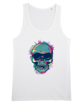 Neon Glitchy Bloom Skull | Vaporwave Trippy Techno Rave EDM Party  White