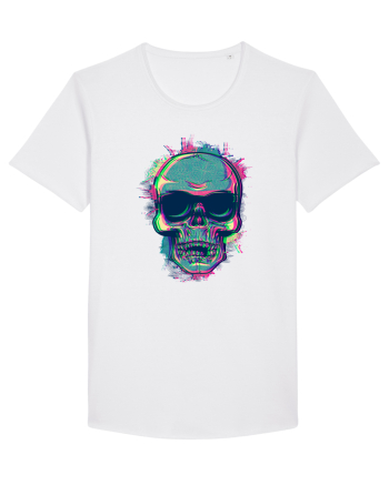 Neon Glitchy Bloom Skull | Vaporwave Trippy Techno Rave EDM Party  White