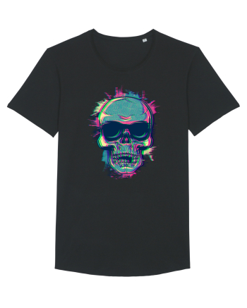 Neon Glitchy Bloom Skull | Vaporwave Trippy Techno Rave EDM Party  Black
