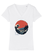 JAPONIA - THE GREAT WAVE OFF KANAGAWA  Tricou mânecă scurtă guler V Damă Evoker
