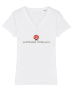 PROFESSIONAL OVERTHINKER - CREIER INCINS Tricou mânecă scurtă guler V Damă Evoker