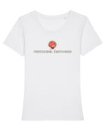 PROFESSIONAL OVERTHINKER - CREIER INCINS Tricou mânecă scurtă guler larg fitted Damă Expresser