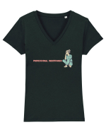 PROFESSIONAL OVERTHINKER - GANDITOAREA - LATERAL Tricou mânecă scurtă guler V Damă Evoker