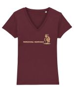PROFESSIONAL OVERTHINKER - CIMPANZEU GANDITOR lateral Tricou mânecă scurtă guler V Damă Evoker