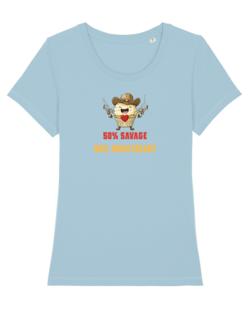 50% SAVAGE 50% SWEETHEART - COWBOY CUPCAKE  Sky Blue
