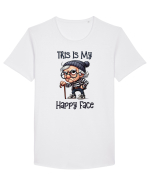 This Is My Happy Face | Grandpa | Bunicul Tafnos Tricou mânecă scurtă guler larg Bărbat Skater