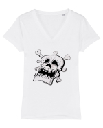 Tired Skull Head Tricou mânecă scurtă guler V Damă Evoker