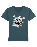 Tired Skull Head Tricou mânecă scurtă guler V Bărbat Presenter