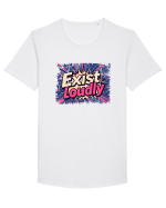 EXIST LOUDLY! Trăiește cu voce tare / fara sa te ascunzi! Tricou mânecă scurtă guler larg Bărbat Skater