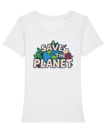 SAVE THE PLANET Salvati planeta 1 Tricou mânecă scurtă guler larg fitted Damă Expresser