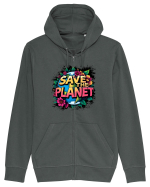SAVE THE PLANET Salvati planeta 3 Hanorac cu fermoar Unisex Connector