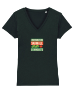 CRESCUT CU  ... SARMALE SI DRAGOSTE Tricou mânecă scurtă guler V Damă Evoker