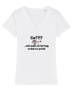 Ce? Stai putin sa imi bag creieru'n priza! Tricou mânecă scurtă guler V Damă Evoker