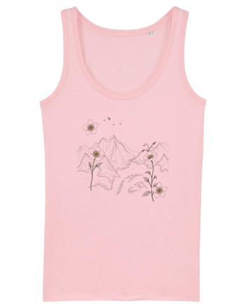 FLORAL GEOMETRIC PEISAJ MUNTE Cotton Pink