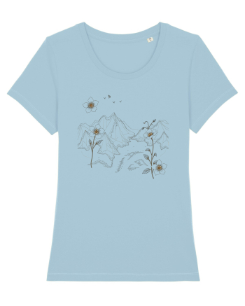 FLORAL GEOMETRIC PEISAJ MUNTE Sky Blue