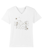 FLORAL GEOMETRIC PEISAJ MUNTE Tricou mânecă scurtă guler V Bărbat Presenter