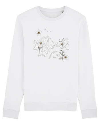 FLORAL GEOMETRIC PEISAJ MUNTE White