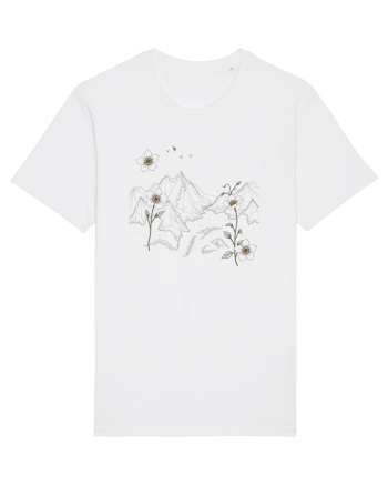 FLORAL GEOMETRIC PEISAJ MUNTE White