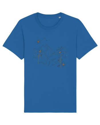 FLORAL GEOMETRIC PEISAJ MUNTE Royal Blue