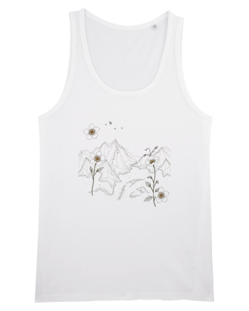 FLORAL GEOMETRIC PEISAJ MUNTE White