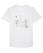 FLORAL GEOMETRIC PEISAJ MUNTE Tricou mânecă scurtă guler larg Bărbat Skater