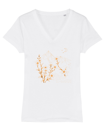 FLORAL GEOMETRIC PEISAJ MUNTE 2 White