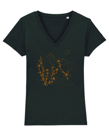 FLORAL GEOMETRIC PEISAJ MUNTE 2 Black
