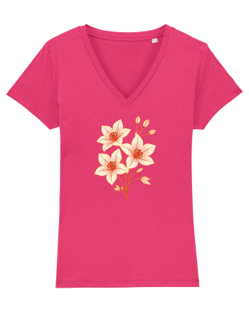 FLORAL GEOMETRIC HIBISCUS  Raspberry