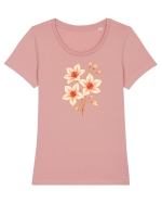 FLORAL GEOMETRIC HIBISCUS  Tricou mânecă scurtă guler larg fitted Damă Expresser