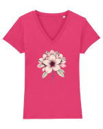 FLORAL GEOMETRIC 9 Tricou mânecă scurtă guler V Damă Evoker
