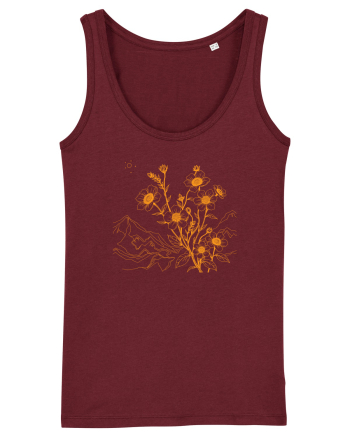 FLORAL GEOMETRIC PEISAJ MUNTE 3 Burgundy
