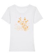 FLORAL GEOMETRIC PEISAJ MUNTE 3 Tricou mânecă scurtă guler larg fitted Damă Expresser
