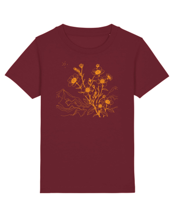 FLORAL GEOMETRIC PEISAJ MUNTE 3 Burgundy
