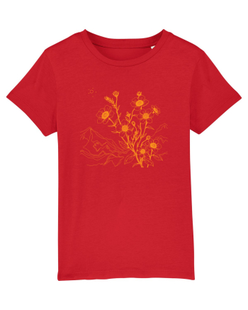 FLORAL GEOMETRIC PEISAJ MUNTE 3 Red