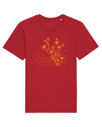 FLORAL GEOMETRIC PEISAJ MUNTE 3 Red