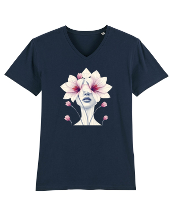 FLORAL GEOMETRIC ORHIDEE  Feminitate French Navy