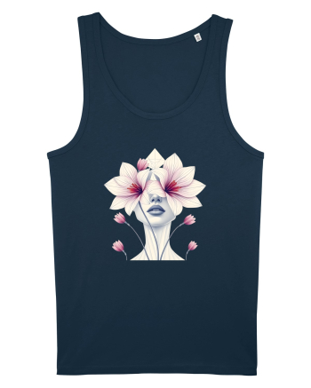 FLORAL GEOMETRIC ORHIDEE  Feminitate Navy