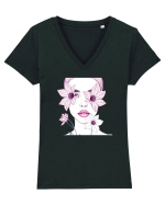 FLORAL GEOMETRIC CRINI Feminitate 2 Tricou mânecă scurtă guler V Damă Evoker