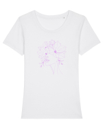 FLORAL GEOMETRIC MAGNOLII Feminitate  Tricou mânecă scurtă guler larg fitted Damă Expresser