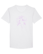 FLORAL GEOMETRIC MAGNOLII Feminitate  Tricou mânecă scurtă guler larg Bărbat Skater