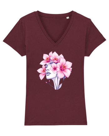 FLORAL GEOMETRIC ORHIDEE  Feminitate 2 Burgundy
