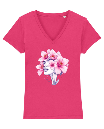 FLORAL GEOMETRIC ORHIDEE  Feminitate 2 Raspberry