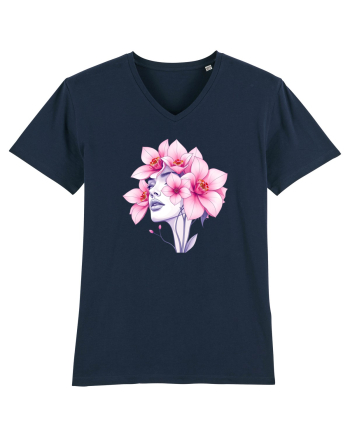 FLORAL GEOMETRIC ORHIDEE  Feminitate 2 French Navy