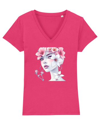 FLORAL GEOMETRIC MAGNOLII Feminitate  2 Raspberry