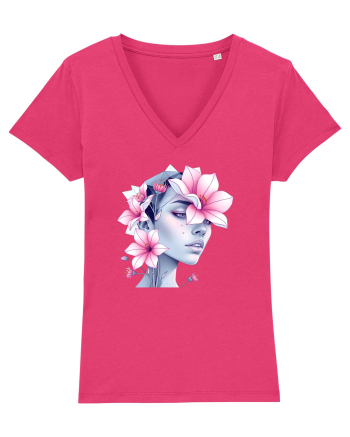 FLORAL GEOMETRIC MAGNOLII Feminitate  3 Raspberry